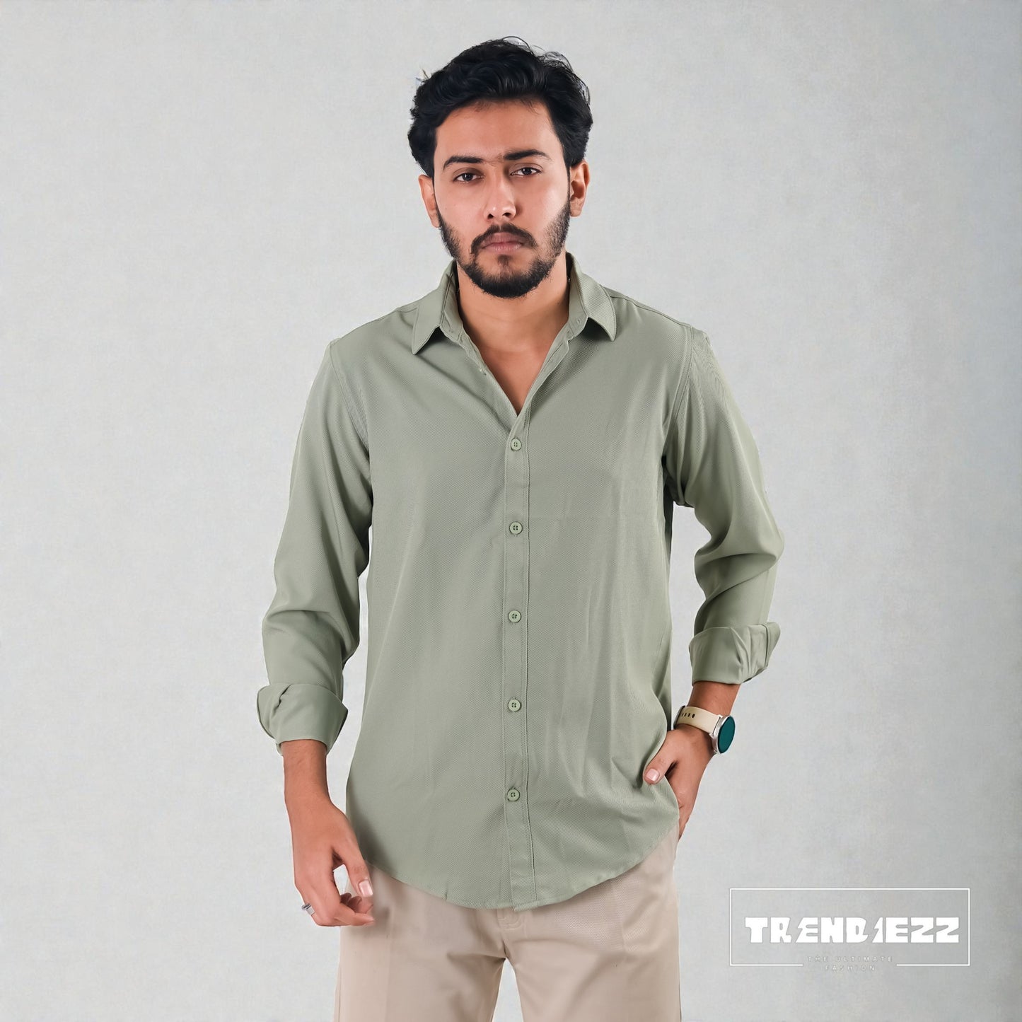 Cherry Cotton Full Sleeve Shirt - Sea Green