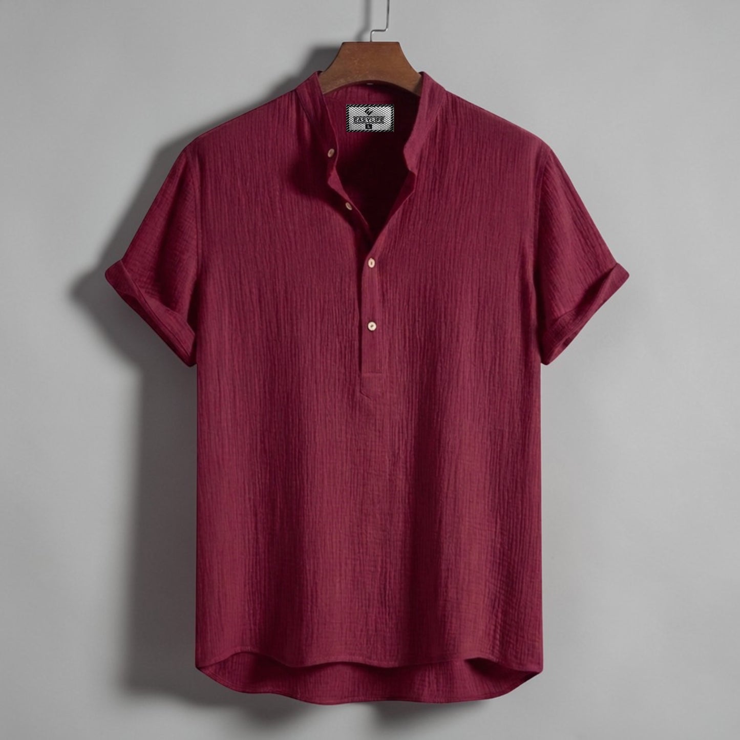 China Cotton Half Sleeve Katua - Maroon