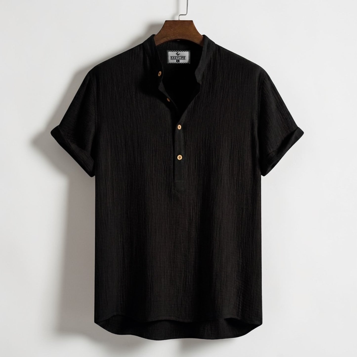 China Cotton Half Sleeve Katua - Black