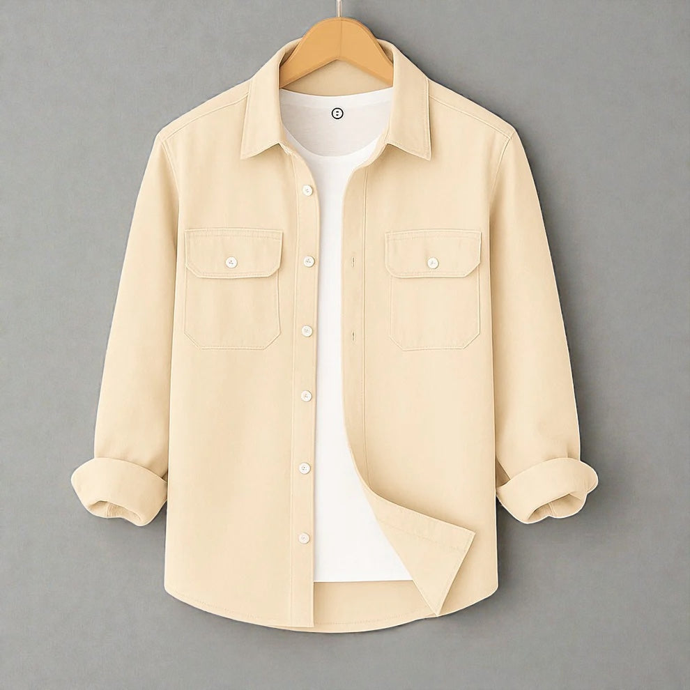 Full Sleeve Casual Shirt For Men - Cream