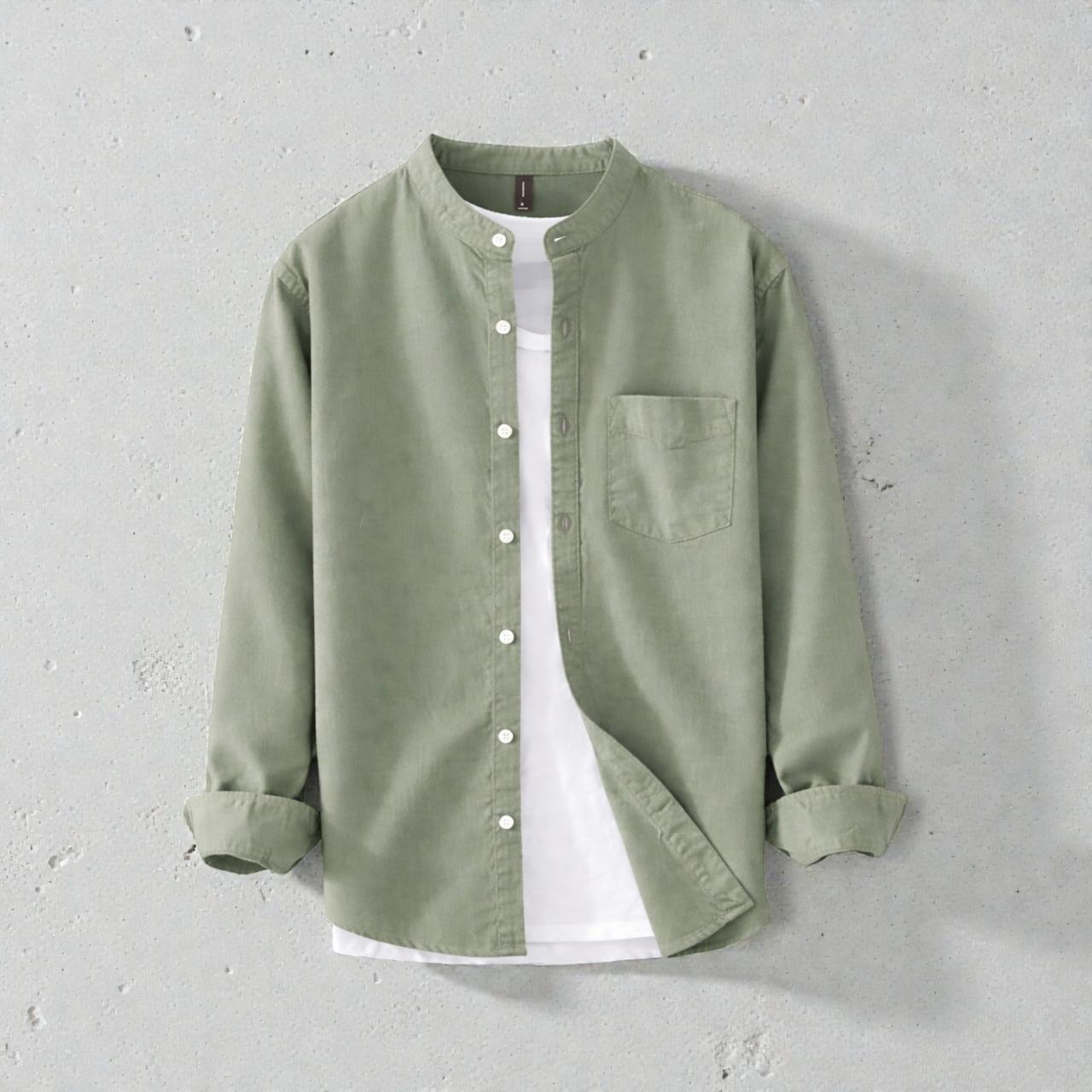 Bend collar full sleeve casual shirt Light Lemon