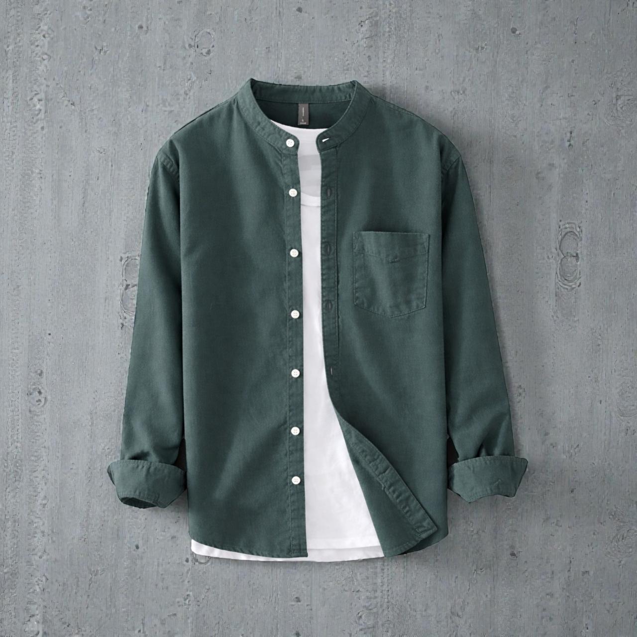 Bend collar full sleeve casual shirt - See Green