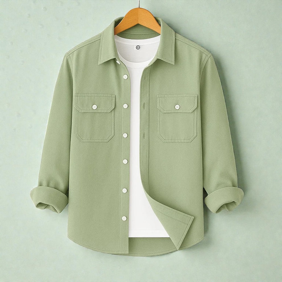 Full Sleeve Casual Shirt For Men - Light Lemon