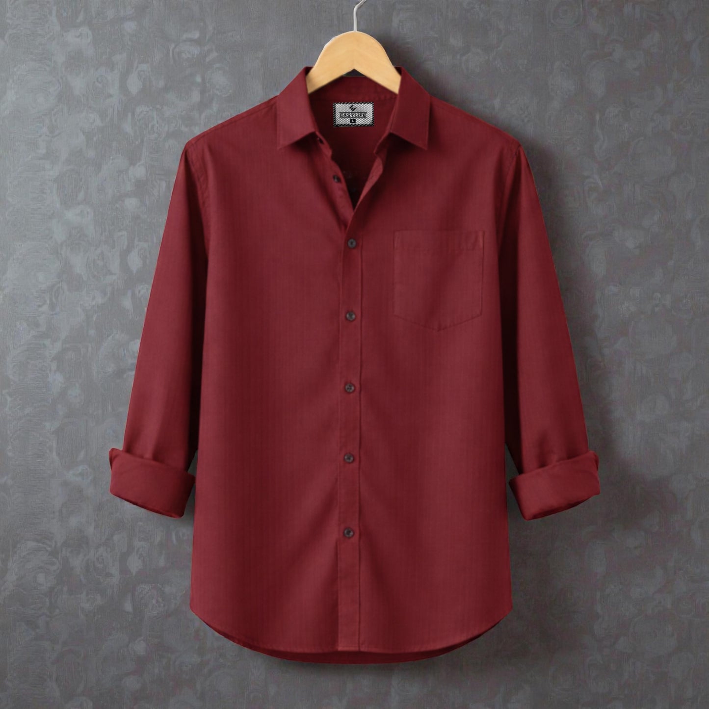 Fine Cotton Long Sleeve Stripe Shirt - Maroon