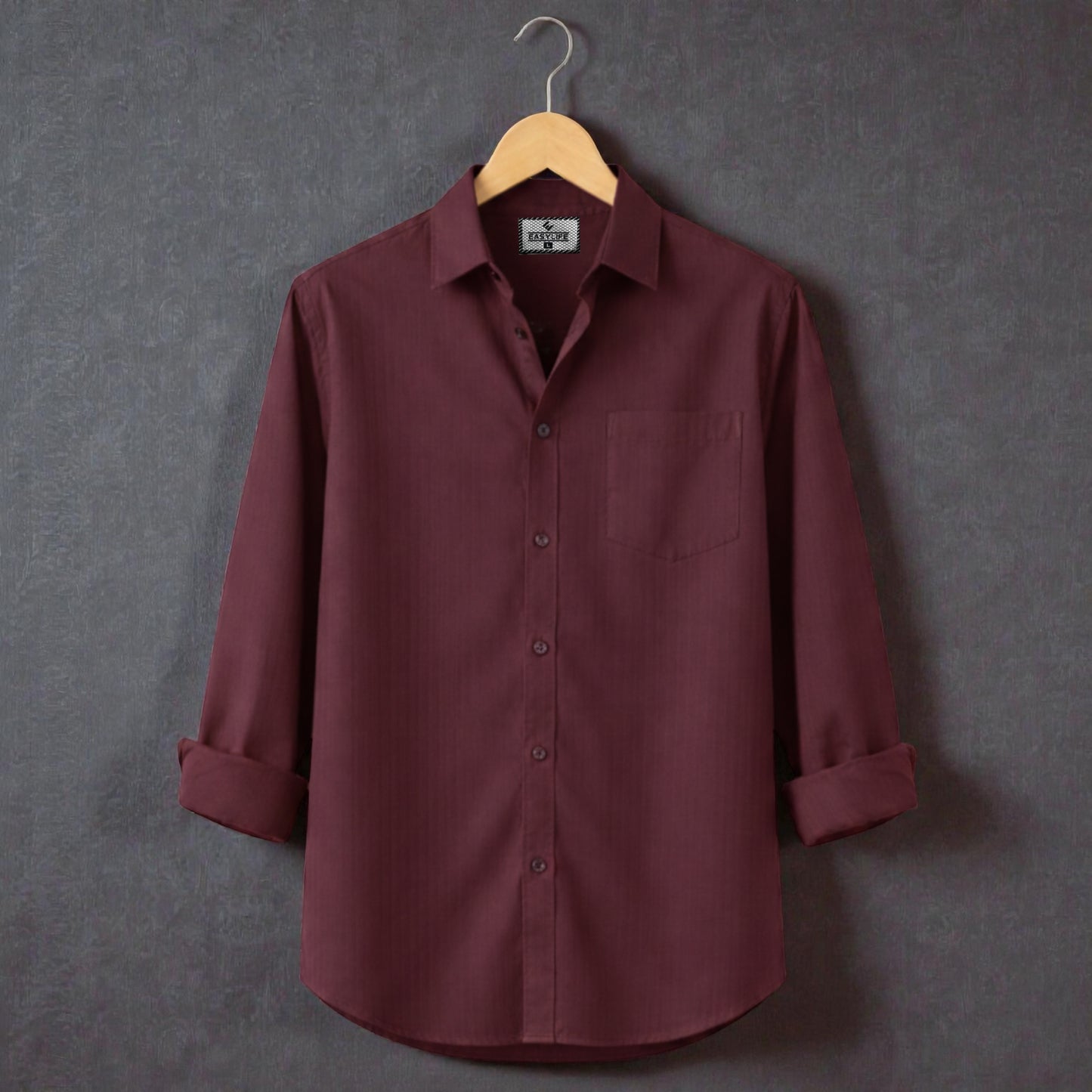 Fine Cotton Long Sleeve Stripe Shirt - Chocolate