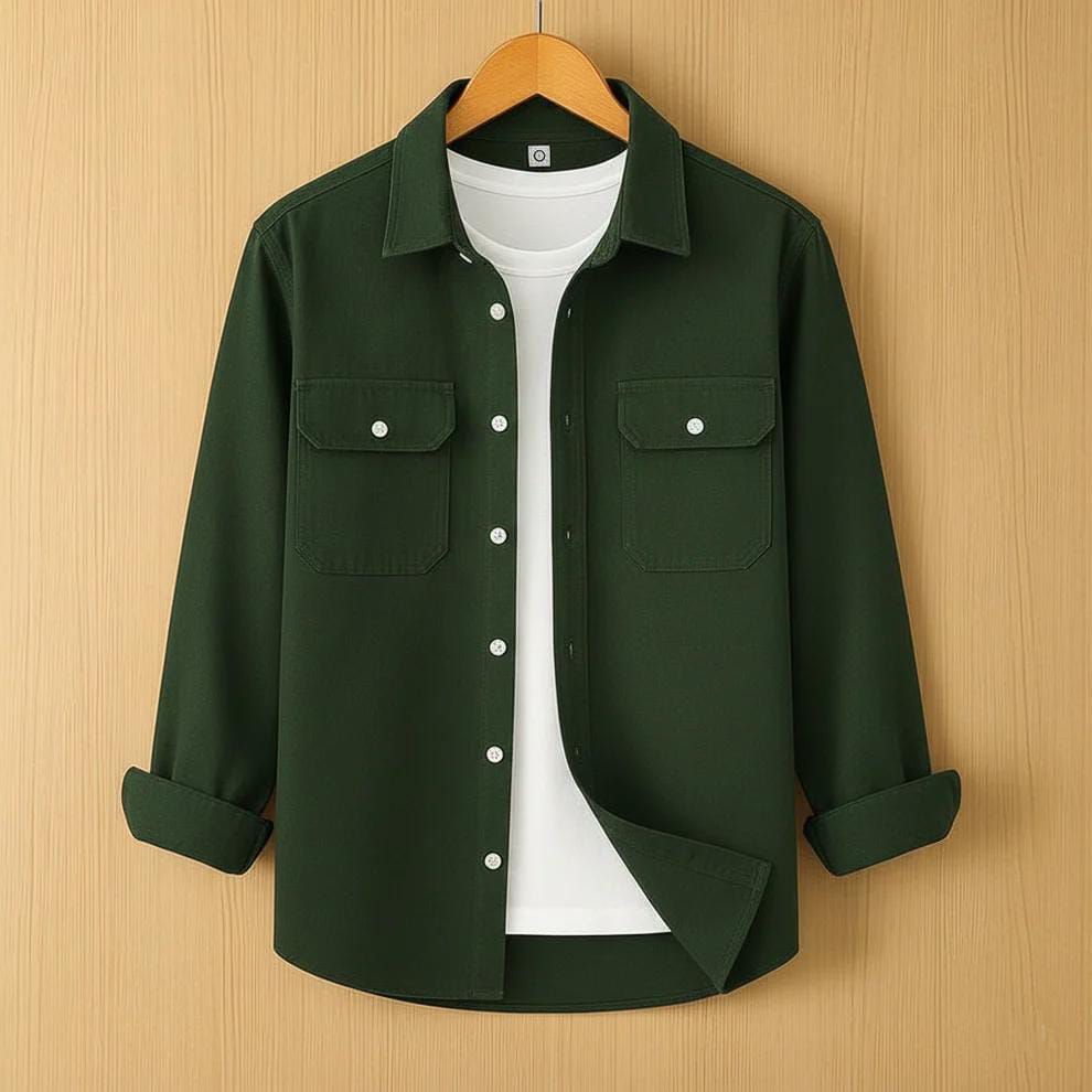 Full Sleeve Casual Shirt For Men - Bottle Green