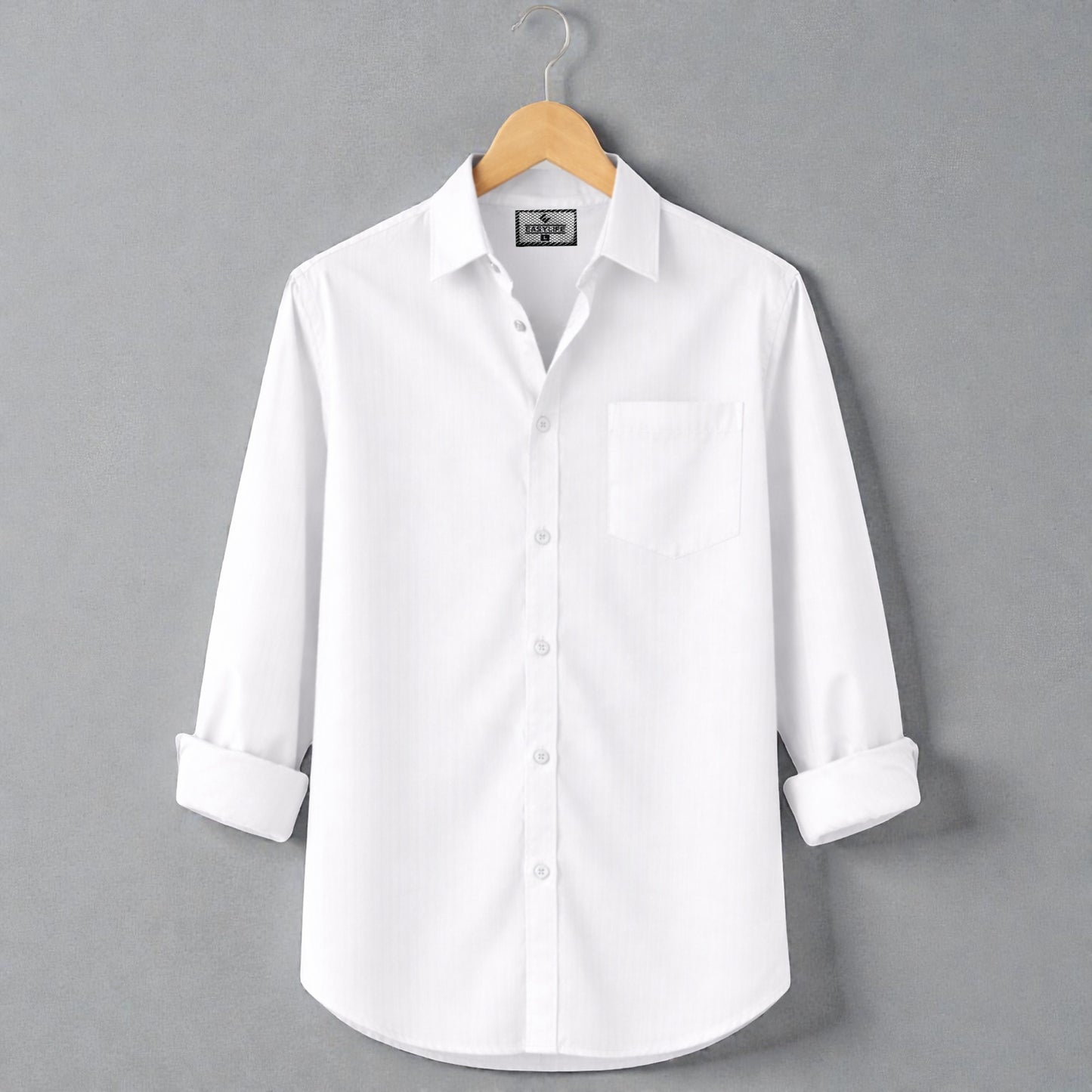 Fine Cotton Long Sleeve Stripe Shirt - White