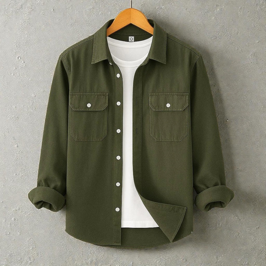 Full Sleeve Casual Shirt For Men - Olive
