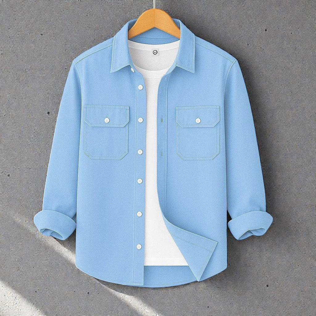 Full Sleeve Casual Shirt For Men - Sky Blue