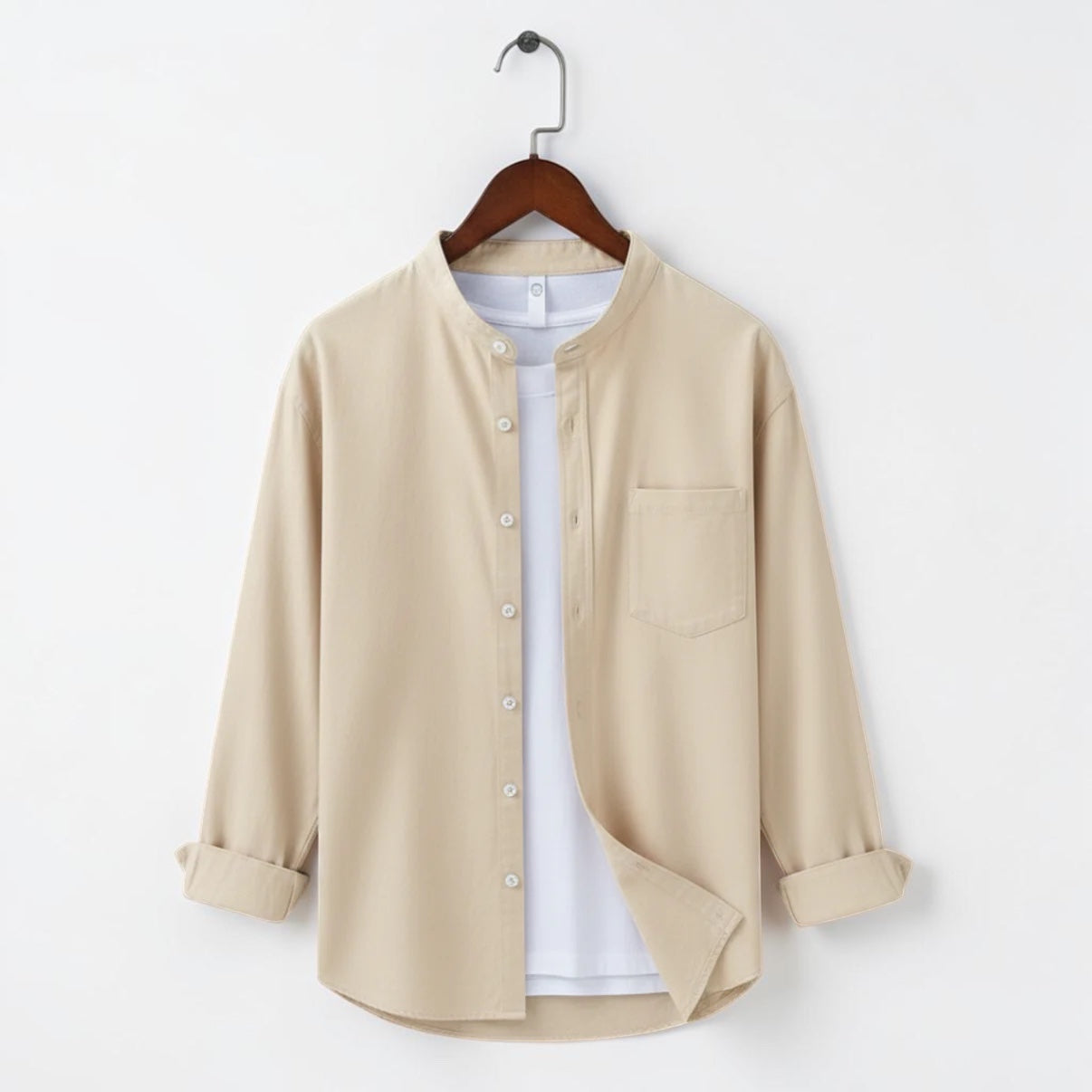 Bend Collar Cotton Shirt