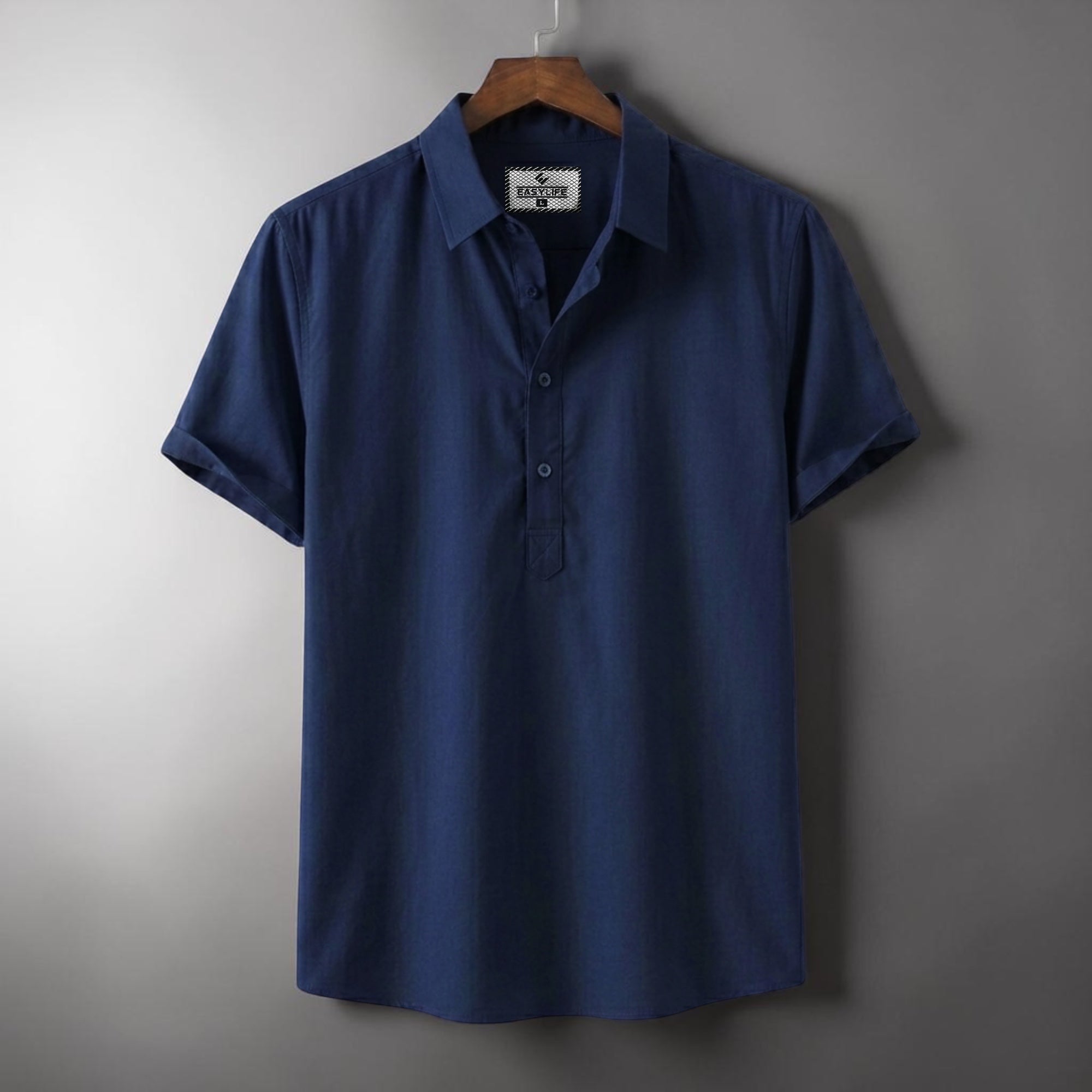 Premium Half Sleeve Cotton Katua - Navy Blue