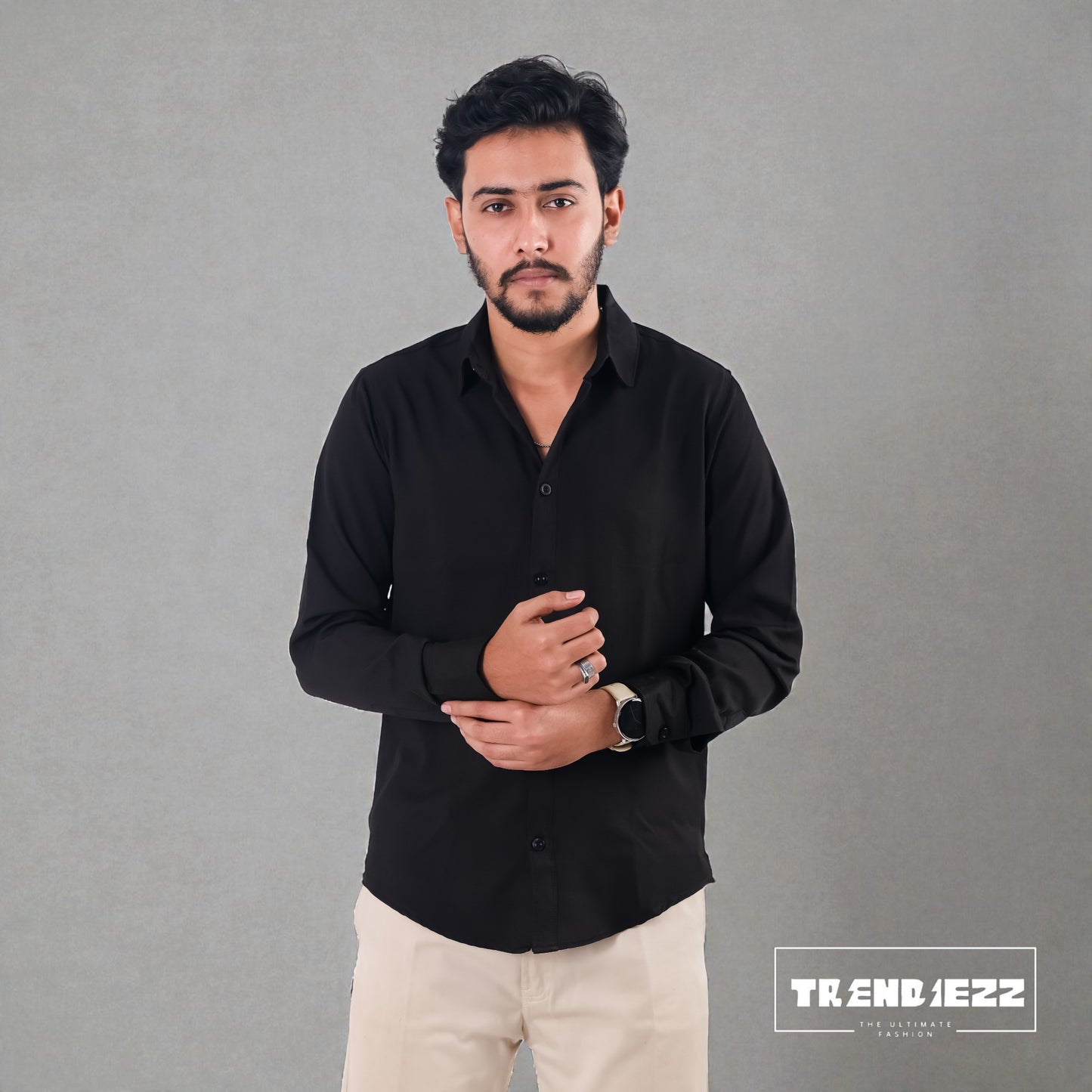 Cherry Cotton Full Sleeve Shirt - Black