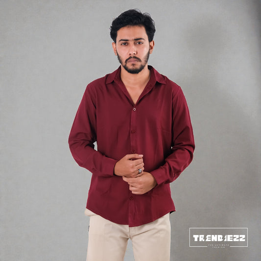Cherry Cotton Full Sleeve Shirt - Men's Maroon