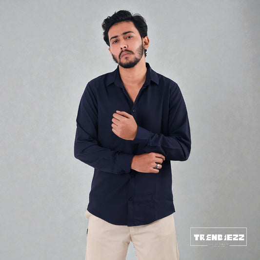 Cherry Cotton Full Sleeve Shirt - Navy Blue