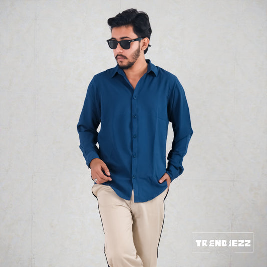 Cherry Cotton Full Sleeve Shirt - Royal Blue