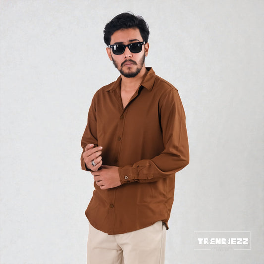 Cherry Cotton Full Sleeve Shirt - Brown