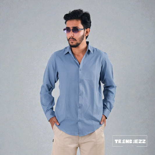 Cherry Cotton Full Sleeve Shirt - Light Sky Blue