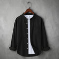 Bend collar full sleeve casual shirt - Black