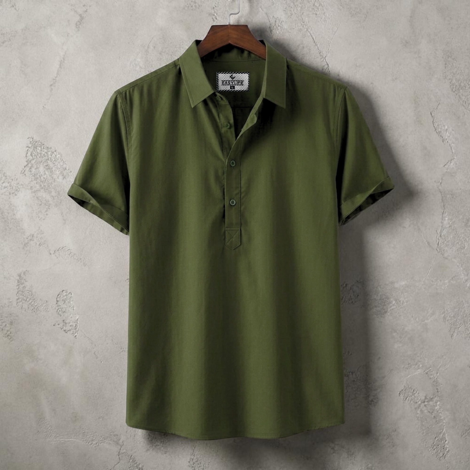 Premium Half Sleeve Cotton Katua - Olive