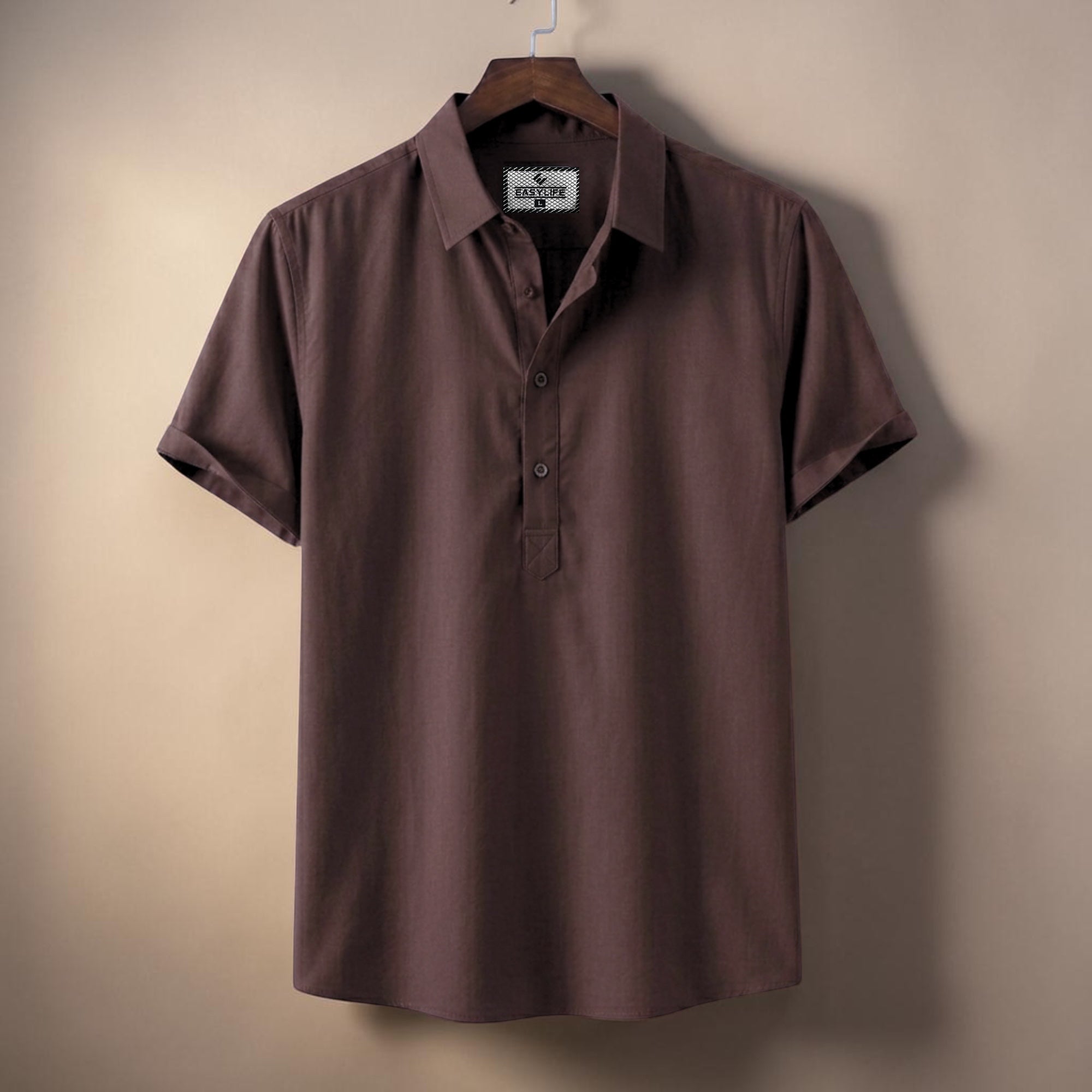 Premium Half Sleeve Cotton Katua - Chocolate