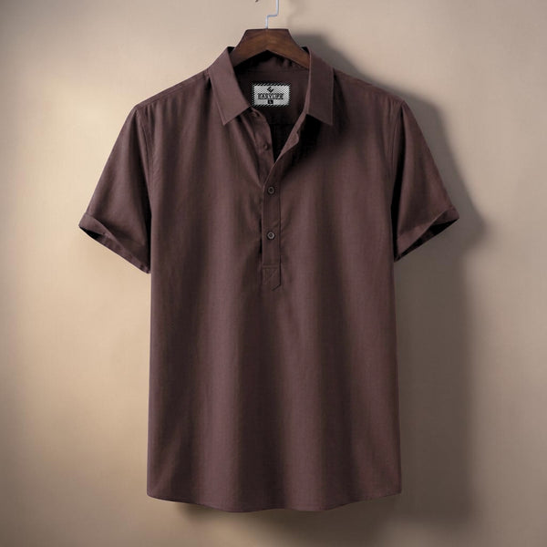 Premium Half Sleeve Cotton Katua - Chocolate