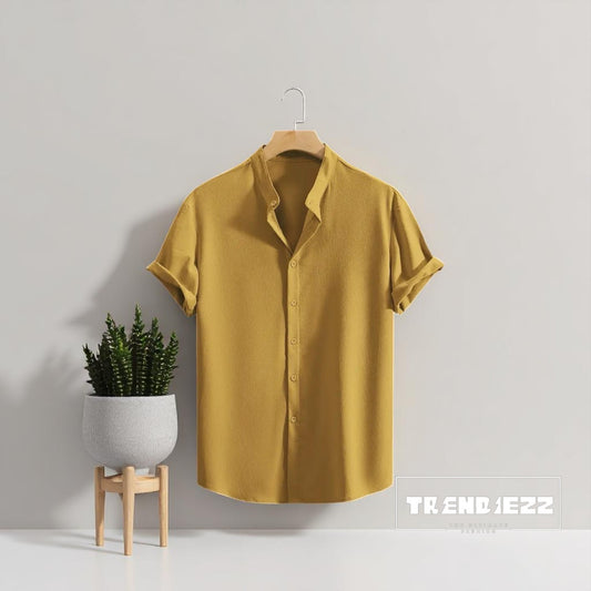 Swich Cotton Half Sleeve Shirt-Mustard