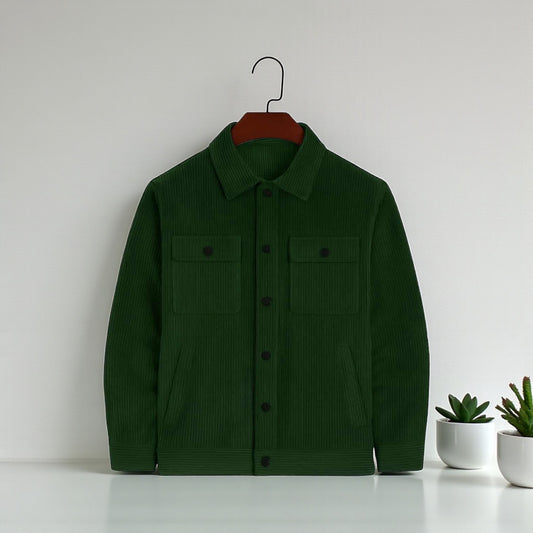Men's Corduroy Light Weight Jackets - Bottole Green
