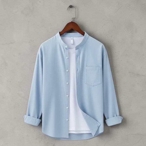 Bend collar full sleeve casual shirt - Light Sky