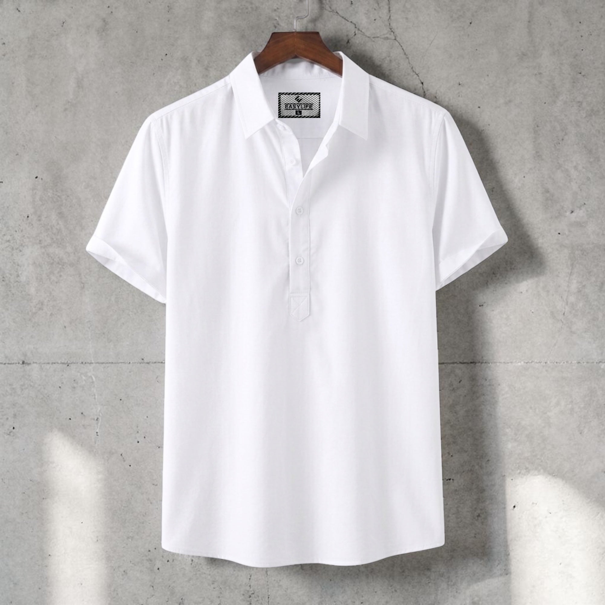 Premium Half Sleeve Cotton Katua - White