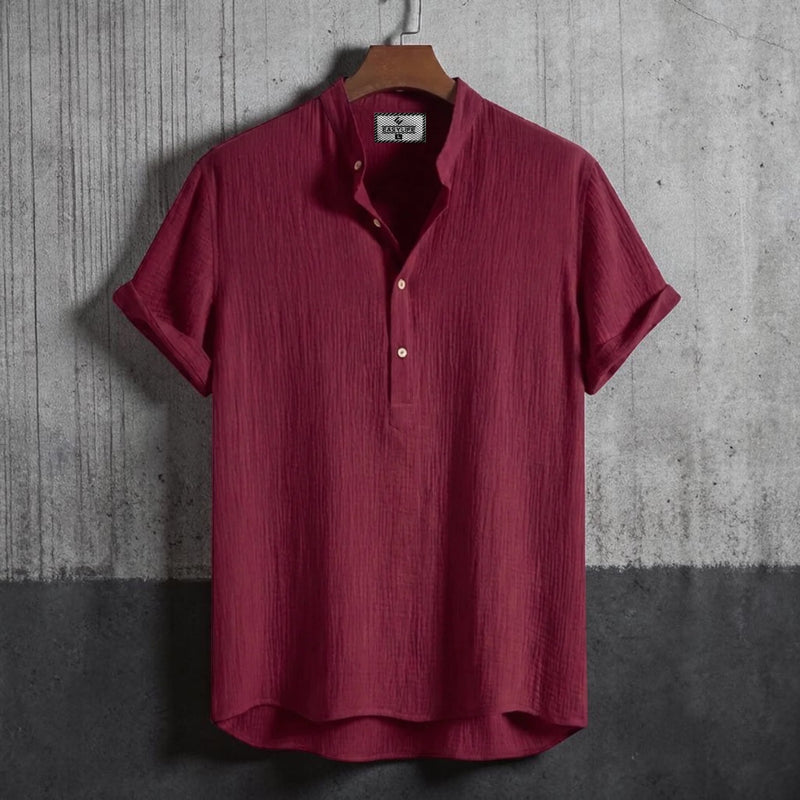 China Cotton Half Sleeve Katua - Men's Maroon
