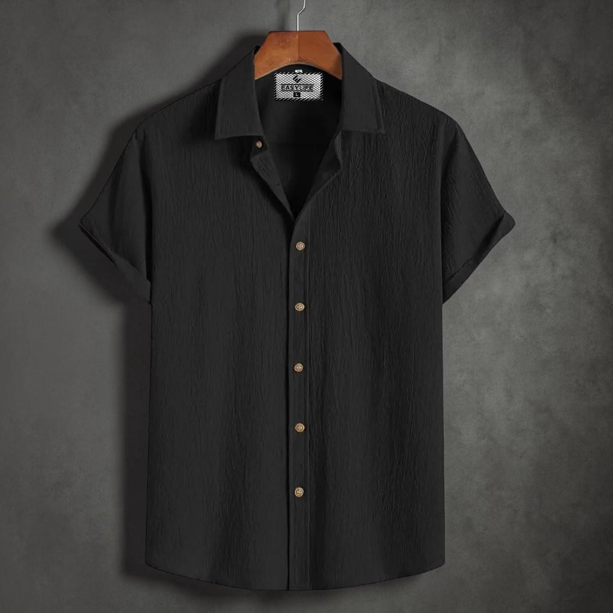 Zafran Half Sleeve Shirt - Pure Black