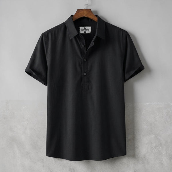 Premium Half Sleeve Cotton Katua - Black