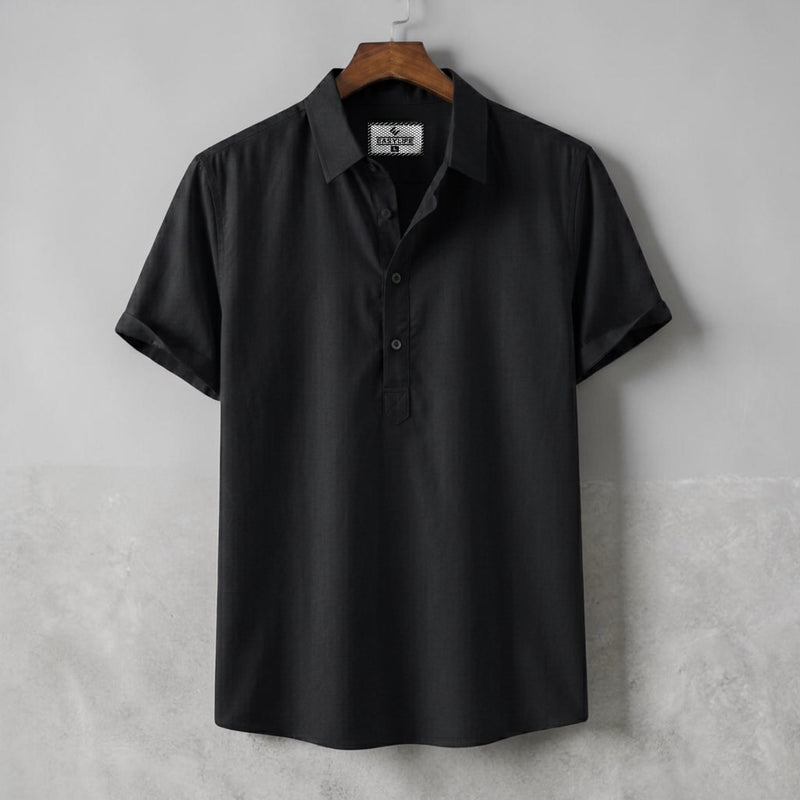 Premium Half Sleeve Cotton Katua - Black