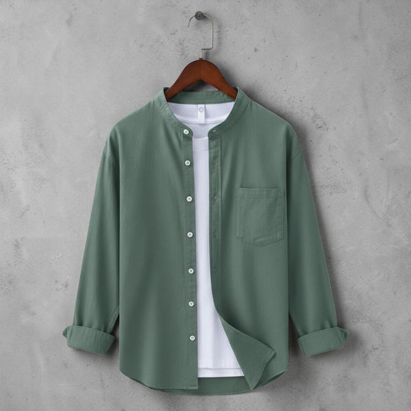 Bend collar full sleeve casual shirt - See Green