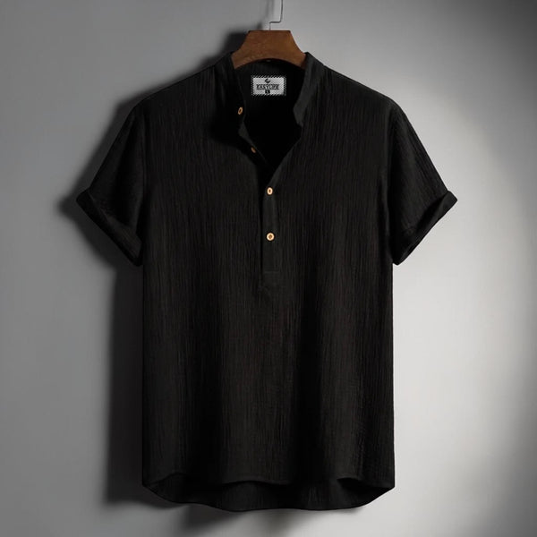 China Cotton Half Sleeve Katua - Pure Black