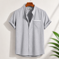 Bend Collar Stripe Pocket Shirt - Ash