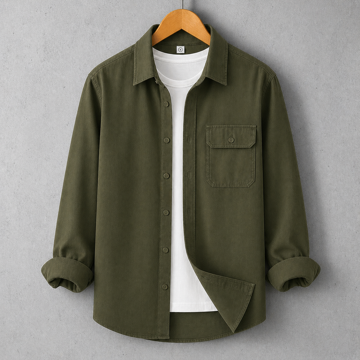 Single Pocket Casual Shirt - Olive