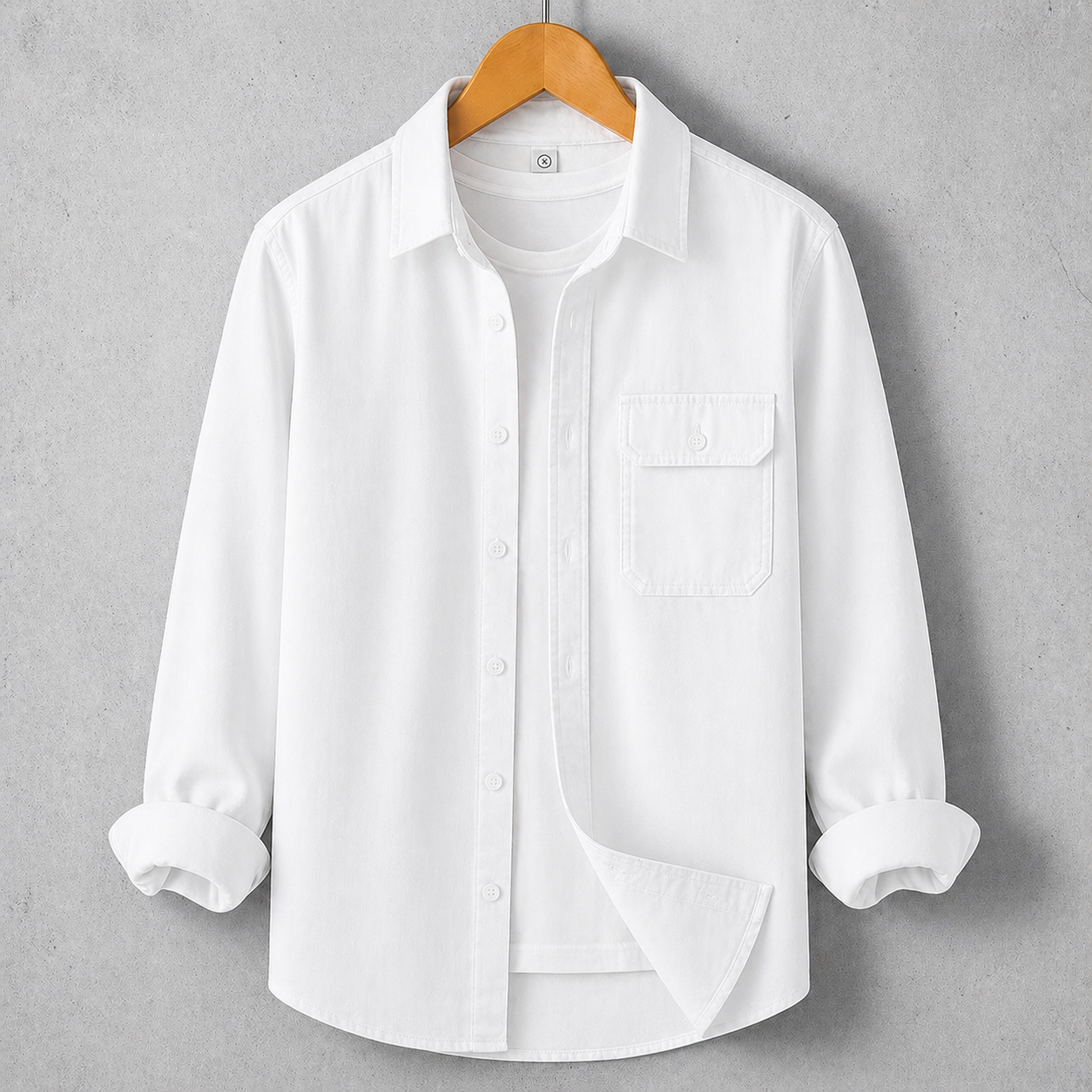 Single Pocket Casual Shirt - White