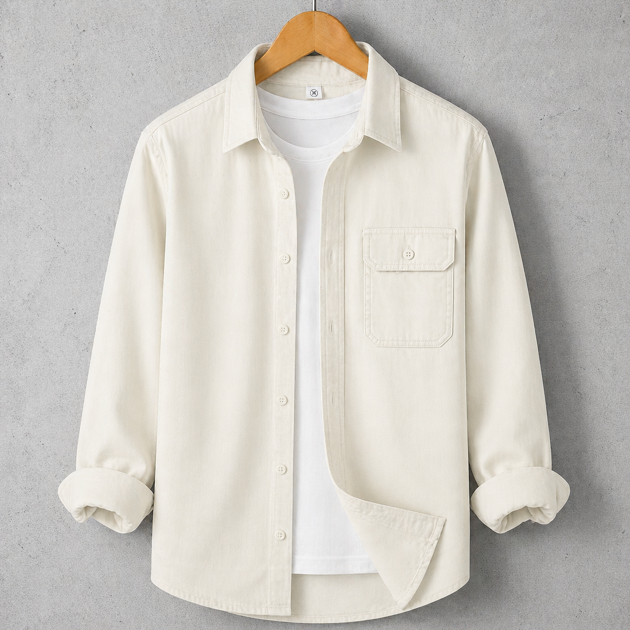 Single Pocket Casual Shirt - Cream