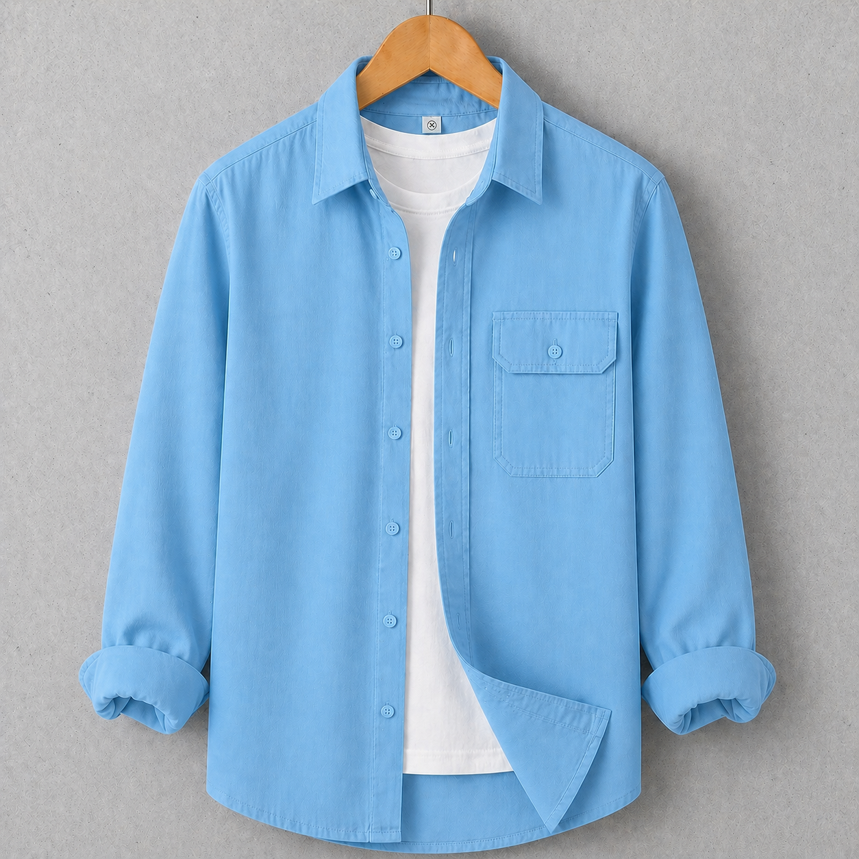 Single Pocket Casual Shirt - Sky Blue