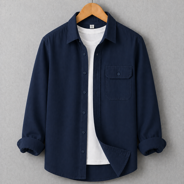Single Pocket Casual Shirt - Navy Blue