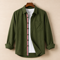 Contrast Placket Full Sleeve Shirt - Olive