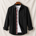 Contrast Placket Full Sleeve Shirt - Black