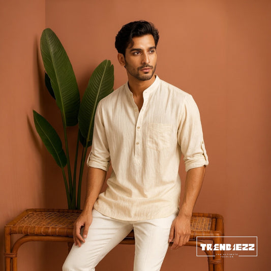 Luxury Full Sleeve Katua - Cream