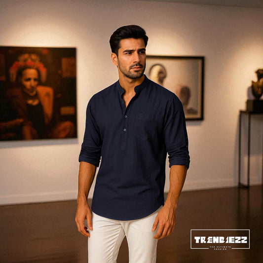 Luxury Full Sleeve Katua - Navy Blue