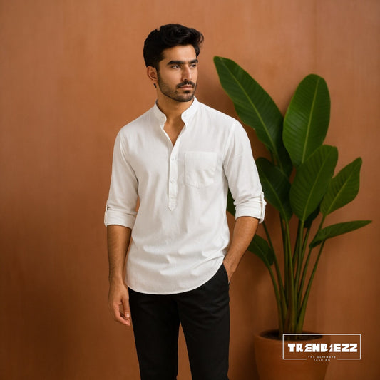 Luxury Full Sleeve Katua - Pure White