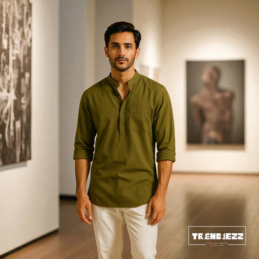 Luxury Full Sleeve Katua - Olive