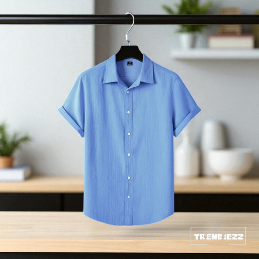 Viscox Half Sleeve Shirt- Sky Blue