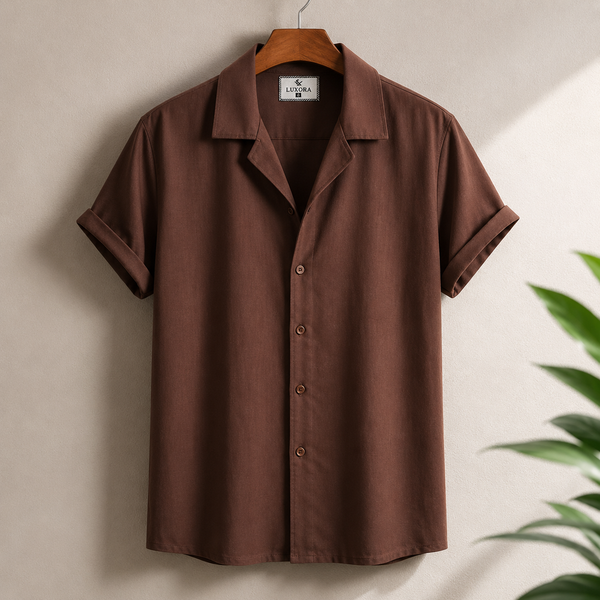 Cuban Half Sleeve Shirt - Chocolate