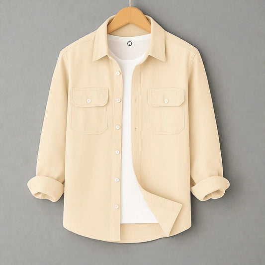 Full Sleeve Casual Shirt For Men - Cream